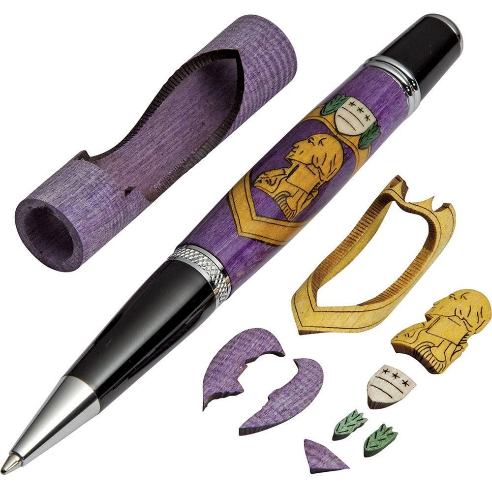 Purple Heart Laser-Cut Inlay Pen Kit Blank 3 Purple Heart Laser-Cut Inlay Pen Kit Blank