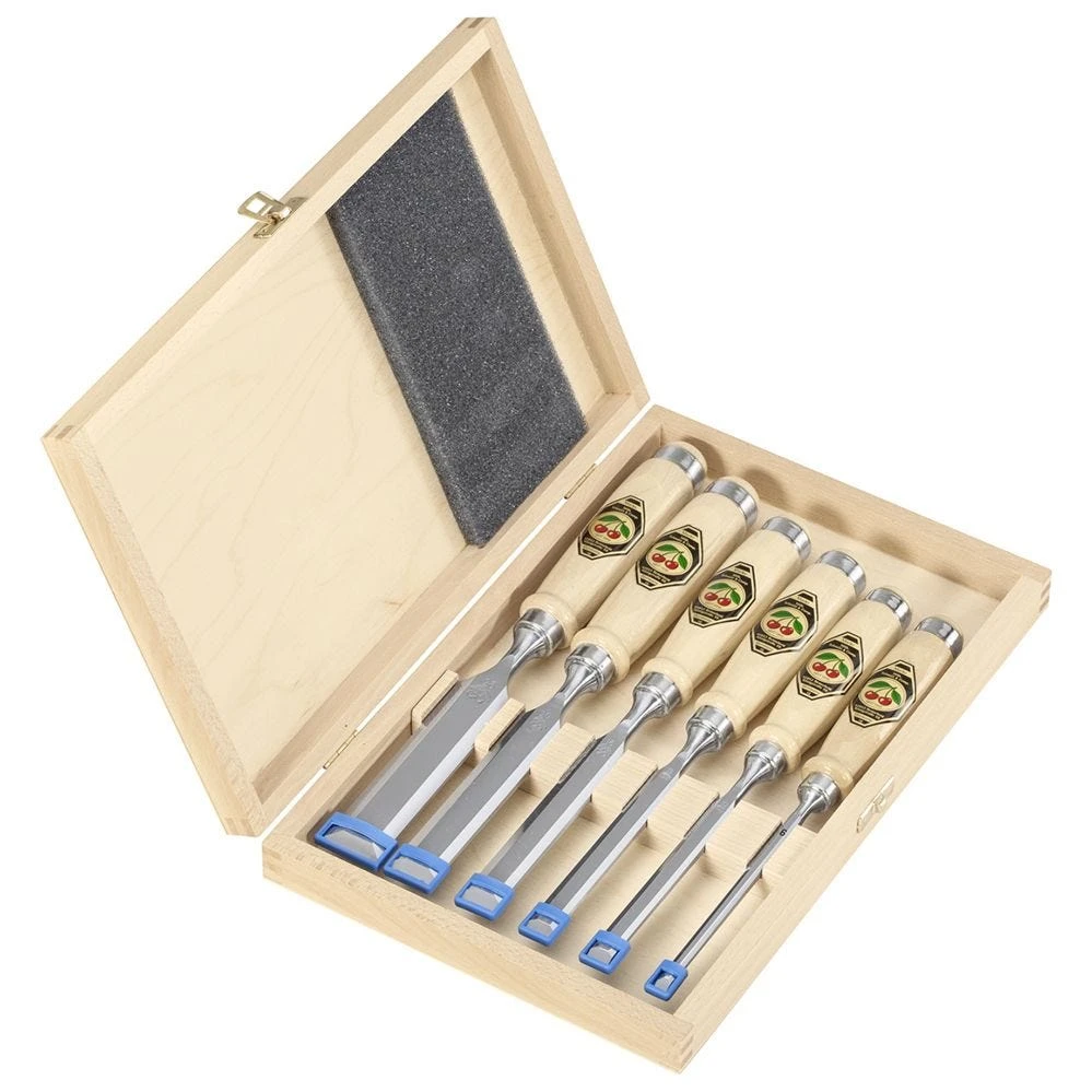 Two Cherries - Set Of Six Chisels In Wooden Box 3 Two Cherries - Set Of Six Chisels In Wooden Box