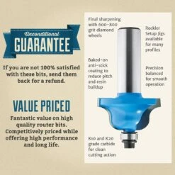 Rockler Bead In-Stile And Rail Router Bit Set - 1/2" Shank -Sale Tools Shop Unconditional20Guarantee